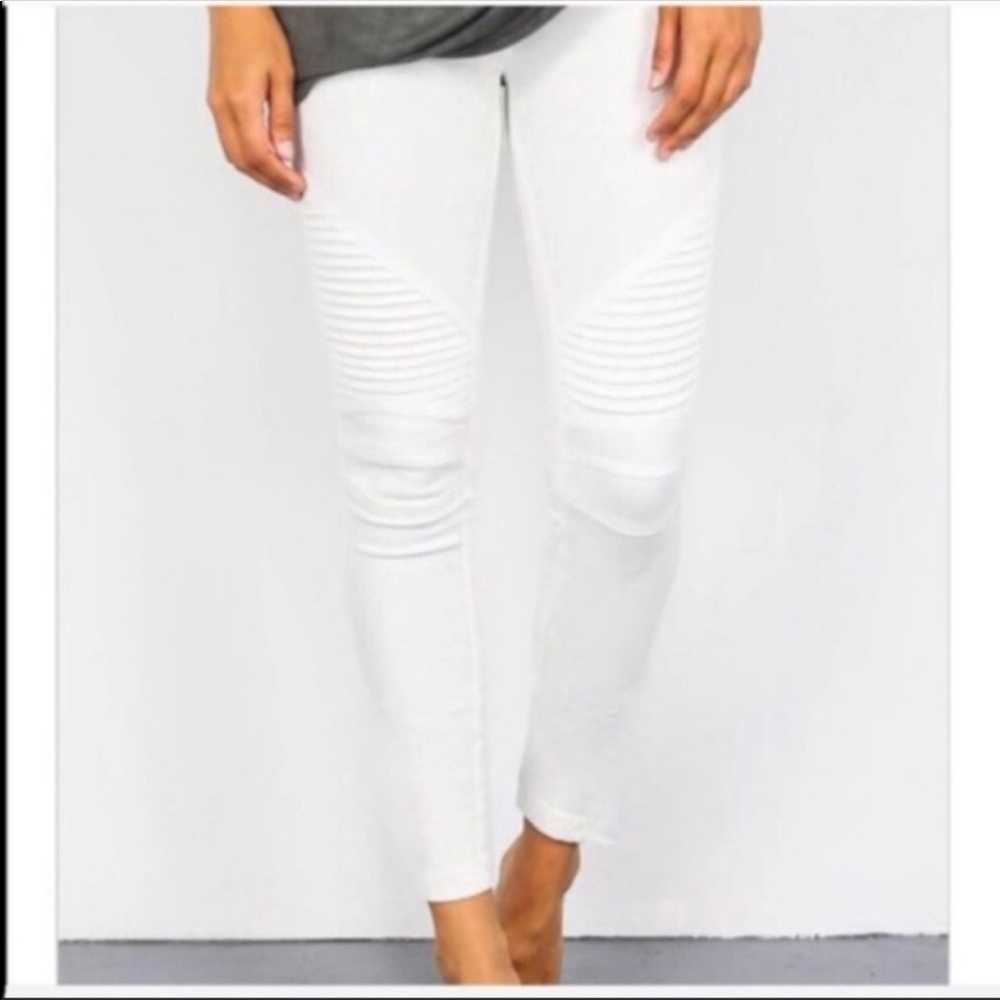 ✨RESTOCK✨White stretch Motto jeggings zipper Trim - Picture 5 of 7